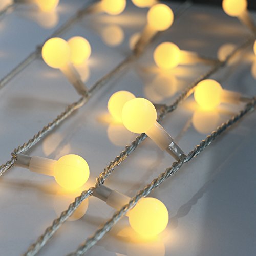 KooPower 12M 100er Kugel LED Lichterkette Warmweiß mit Fernbedienung und Timer (8 Modi, Dimmbar) für Party, Garten, Weihnachten, Halloween, Hochzeit, Beleuchtung Deko – 31V 4,8W - 4