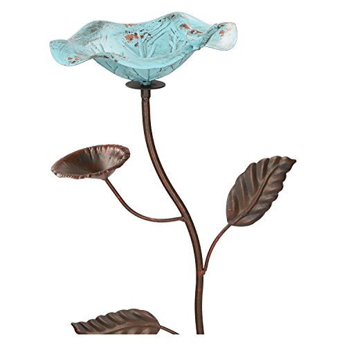 Vogeltränke Vogelbad Vogelbecken Wassertränke Tränke Wasserschale Stecker Braun/Blau Rost