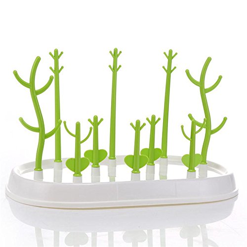 Starworld Baby Flasche Trocknen Rack, 10 Kunststoff Flasche Trocknen Abtropfgestell Halterung mit zinntheken Baum Set/Grün