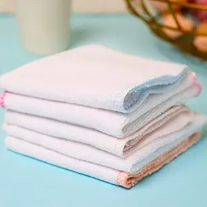 BASIC Reusable Hand & Face Towels, Cloth Napkins, 100% Pure Cotton Terry Washcloth, Burp Cloth for Infants & Toddlers | Extra Soft Napkins for Baby Bums | 20x20 cms | Holds no Stains | (Pack of 10)