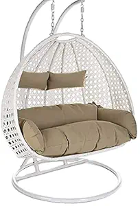 Hindoro Outdoor/Indoor/Balcony/Garden/ Patio Furniture White Color Double Seater Swing with Stand and Cushion
