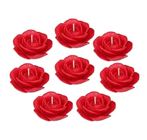 Shraddha Creation Paraffin wax Floating Candles, Pack of 8, Rose