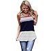 Produktbild Damen Tank Top Damen Tops Sport Top Farbblock Gestreift Sommer Tops Casual Dailywear Bluse Frauen Basic Shirts Top Ärmellos Leicht T-Shirts Strandshirts mit Ethno Druck (Navy, XL)