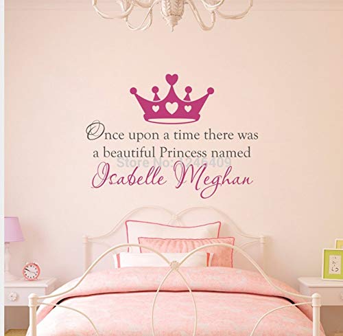 Preisvergleich Produktbild Wandaufkleber Es War Einmal Personalisierte Name Prinzessin Crown Wandtattoo Wandaufkleber Angebot Kunst Kindergarten Vinyl Kinder Dekoration 91 * 66 Cm