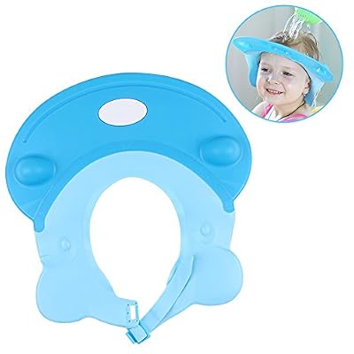 LeRan Adjustable Shampoo Hats Soft Silicone Bathing Protector Cap Suitable for Adults or Kids(bleu)
