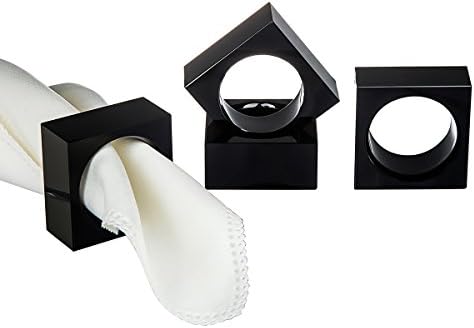 Donoucls Set of 12 Crystal Napkin Ring Square Napkin Holders - 2 Inch, Table Party Wedding Set