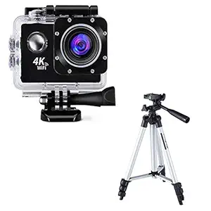 Dyno Ultra HD 4K WiFi Action Waterproof Sport Camera with 2 Inch LCD Screen with 3110 Smart Aluminium Adjustable Portable and Foldable Tripod Stand