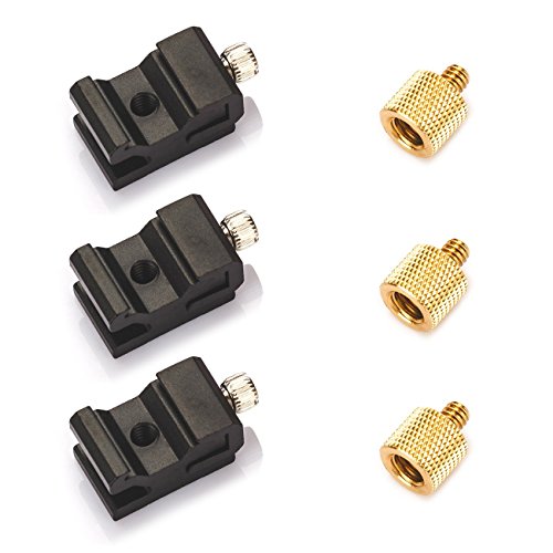 TARION 3 Adaptateur de griffe r  glable   3 Adaptateur de vis 3 8    femelle    1 4    m  le pour flash TARION  Canon  Nikon  Godox  Yongnuo  etc 