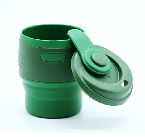 Silikon Kaffeetasse, Case Wonder 350ml (12.3Oz) Faltbarer Kaffeebecher, Coffee to go Becher, Zusammenlegbare Silikon Kaffeetasse, Isolierte Silikon-Kaffeetasse Faltbarer Tee-Schale / Spielraum-Becher, Idee für Büro, Haus und Geschenk (Armeegrün) - 3