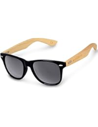 Navaris Holz Sonnenbrille UV400 - Unisex Damen und Herren Brille mit Bambus B&uuml;geln - Holzbrille mit Etui - unterschiedliche Farben