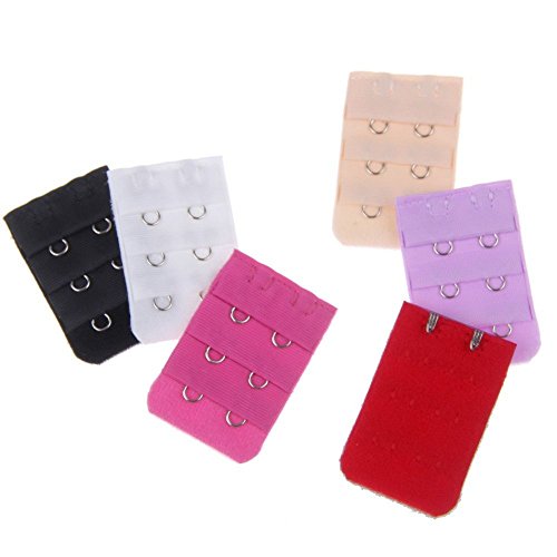 BOOLAVARD ® 12 Stück farbig sortiert Frauen 2-Haken 3 Reihen Abstand Bra Extender Strap BH-Erweiterung von Boolavard ® TM