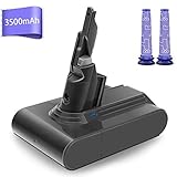 morpilot Batterie de Remplacement pour Dyson V8, 21.6V 3500mAh Li-ion, Compatible avec Dyson V8 Séries V8 Absolute V8 Fluffy V8 Animal SV10 Cord-Free Vacuum, avec 2PCS Pre Filtres Lavables