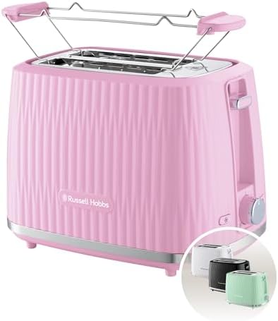 Russell Hobbs Tostapane 2 Fette, 6 Gradi di Doratura, con Pinze, Scongela, Riscalda, Cancella Selezione, Vassoio Raccogli Briciole, Riscalda Panini, Esterno Testurizzato, Eden Lampone 27372-56