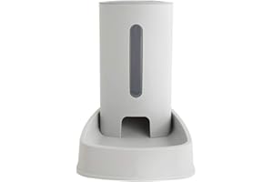 Vommpe Distributeur Croquettes pour Chien/Chat Automatique Amovible Pet Feeder Potable Fontaine Chats/Chiens en Plastique Gamelle (Gris)