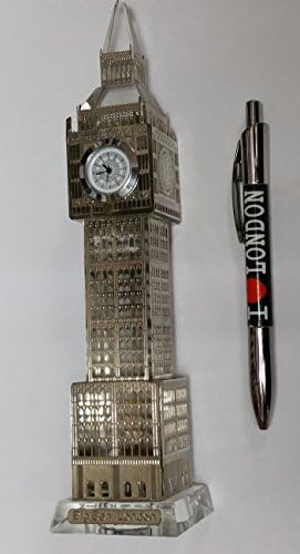 Big Ben London Souvenir Silver Colour 19 Cms with Lights and London Pen By Sterling Effectz