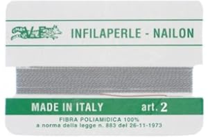 Argento e dintorni Filo infilaperle con ago Colore Grigio Chiaro per collane bracciali in Fibra poliammidica 100% ago infila Perle (2)