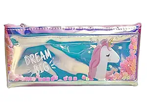 Paaroots Pack of 1 Holographic Pencil Case Pouch for Keeping Stationery, Cosmetic Travelling Bag Birthday Present for Kids, Girls, Boys (Unicorn)