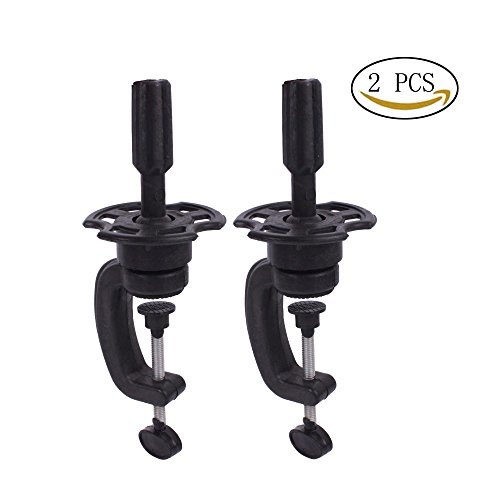 Teenitor 2 Pcs Wig Mannequin Head Stand - Training Cosmetology Manikin Holder Mannequin Head Holding Clamp Adjustable to Table Black