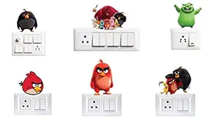 VVWV Angry Birds Switch Board Printed Stickers for Home Living Kids Bed Room Wall Hall Decoration Multicolor Vinyl Stylish 3D Combo Sticker (Standard Size)