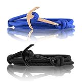 Vikings Anker-Armband Wickelarmband Set für SIE & IHN 2 Stück aus Nylon (Black Black - Blue Gold2)