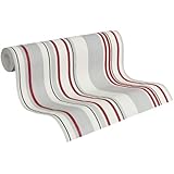 Papier Peint Tapisserie Coquelicot - Rayure Rouge Blanc ...