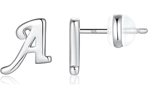 TINGN Ohrringe Silber 925 Damen Mädchen, Medizinische Ohrstecker Gold Silber Rosegold 26 Buchstaben Schmuck Hypoallergene Ohrringe für Frauen Mädchen Sensitive Ohrringes