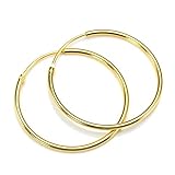  Pendientes de Aro en Plata de Ley Chapados en Oro de 18 Quilates - 25mm