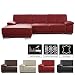 Produktbild CAVADORE Schlafsofa Corianne mit Longchair links / Ledercouch in modernem Design / Inkl. beidseitiger Armteilverstellung / 282 x 80 x 162 / Echtleder rot