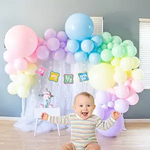 Special You half birthday decoration for baby boy , girl , 1/2 bday decor photoshoot items in Pastel Rainbow net fabric backdrop Diy Combo set with Balloon Garland arch tape, Fairy LED lights - 73 Pc Set / 6 month , half year bday