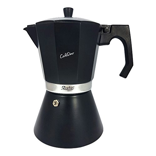 ZEPHYR Z-1173-DI12 CafeSimo 12 Tassen Italienisch Aluminium Espresso Kaffeemaschine Herd Oben Induktion mit Anti-Kalk-Function 600 ml, 0,6 L schwarz