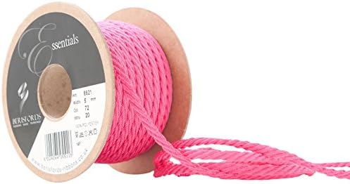 Berisfords Barley Twist Rope, Shocking Pink, 5 mm Width, 20 metre Length