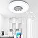 Produktbild 36W LED Deckenleuchte Integriert Bluetooth Musik Redner Deckenlampe Modern Weiß Rund Acryl Deckenbeleuchtung fur Schlafzimmer Restaurant Wohnzimmer Esszimmer Ø50cm Dimmbar 3000K-6000K