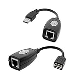 RTS&Tradetrade; USB (Male)To RJ45 + USB (Female) USB over Cat5/5e/6 Extension Adapter RJ45 -Up to 150ft Length - Black - RS.249 (83.00% Off) - Amazon