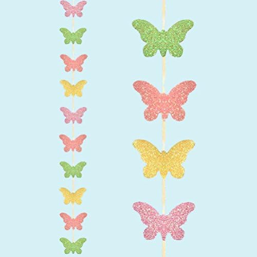 Uwant Fashion Easter Arts & Craft Bonnet Decorations Egg Hunt - Glitter Butterfly 2M Garland