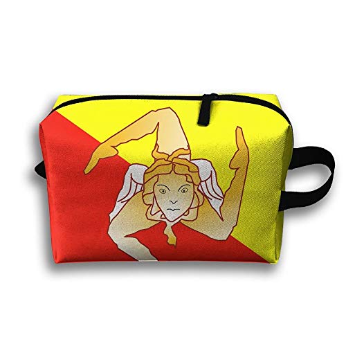Preisvergleich Produktbild Sizilianische Flagge Tragbare Kulturbeutel Kosmetiktasche Wasserdichter Reißverschluss-Aufbewahrungstasche