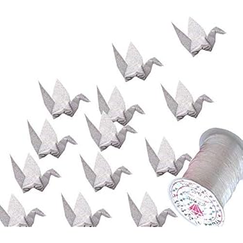 Hangnuo 50 Stück Glitzer Papier Cranes Origami Kraniche Girlande Mit Unsichtbar Silk Gewinde Für Hochzeit Geburtstag Party Hintergrund Home