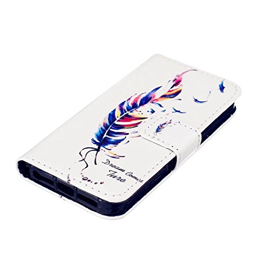 MUTOUREN Hülle für iphone SE iphone 5 5s Schutzhülle [Kratzfeste, Scratch-Resistant] Bookstyle PU Lader HandyHülle Tasche Wallet Flip Case Lederhülle Brieftasche mit Standfunktion Kartenfächer Magnetic schließt Painted Muster- Bunt Feder + Metall Stylus Stift - 4