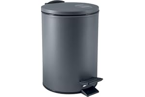 Spirella - Poubelle à Pédale Adelar - Acier Mat - Mécanisme Slow Close Silencieux - Revêtement Anti-Traces - Design Moderne et Élégant - Gris Mat - 3L