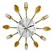 Produktbild dongzhifeng Wandtattoo Spiegel Wanduhr Schlafzimmer Silent Edelstahl Geschirr Uhren Besteck Löffel Wanduhr Küche Restaurant Home Decor Wanduhr Gold