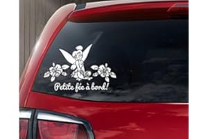 KDOSUBLIM Sticker autocollant bébé à bord fée clochette fleur hibiscus