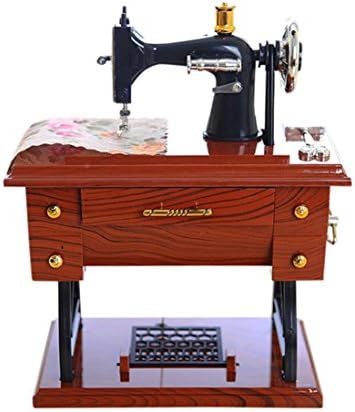 Saihui Vintage Music Box Mini Sewing Machine Style Mechanical Birthday Gift Table Decor