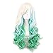 Produktbild Rise World Wig Two Tone des femmes Dégradé Blond Long Green Curly Perruques Cosplay perruque de cheveux