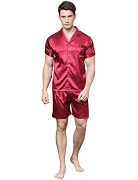 Herren Pyjama Kurz Klassische Satin Schlafanzug von Tony & Candice