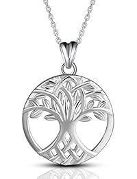 AEONSLOVE Collar Mujer Árbol de la Vida Yggdrasil Colgante Plata de Ley 925 con Cadena 46CM Joyería Céltica