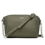 LEDER & EIGENSCHAFTEN: Halbstarres glattes Lederimitat Schultertasche. Metallteile silberner Farbe.