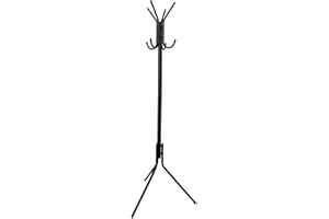 Box and beyond - Porte-Manteaux Ara - 62 x 62 x 178 cm - Métal Noir - Sur Pieds - 8 Crochets - Vêtements, Manteaux, Accessoires - Entrée, Chambre, Bureau, Couloir, Salle de bain - Style Moderne