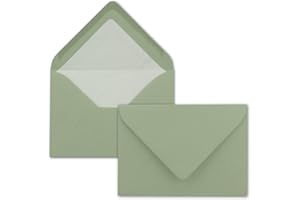 NEUSER PAPIER 50 x koperty w kolorze zielonym eukaliptusowym – koperty w formacie DIN B6-12,5 x 17,6 cm, prążkowany papier – biała jedwabna podszewka na Boże Narodzenie i uroczyste okazje