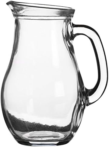 Traditional Classic Design 1 Litre Glass Water Juice Jug Pitcher With Generous Sized Handle