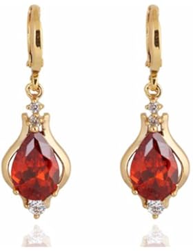 Yazilind Schmuck Elegante Einzigartiges Design 18K Gold Filled Inlay glänzend Teardrop Roten Kristall baumeln...