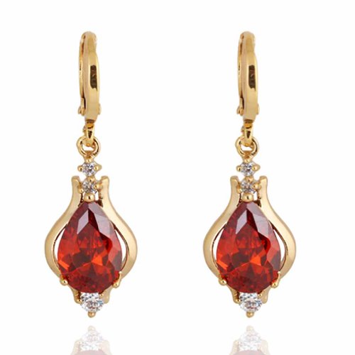 YAZILINDGold Plated Earring Inlay Teardrop Cubic Zirconia Dangle Drop Earrings for Women